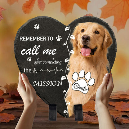 Custom Photo Remember to Call Me！Pet Memorial Heart - shaped Stone Custom pet loss - Sympathy Gift For Pet Owners, Pet Lovers