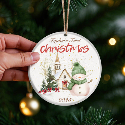 Baby's First Christmas  2025 – Personalized Ceramic Ornament with Custom Holiday Design, Name & Year – Family Keepsake Gift