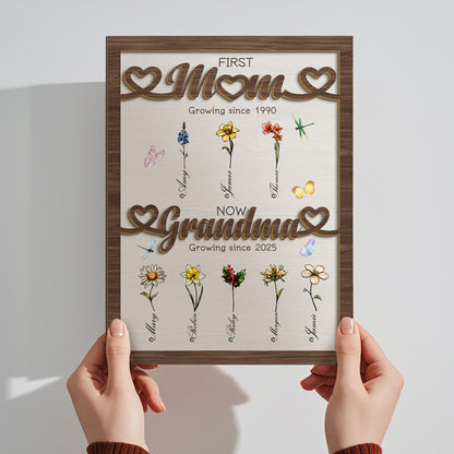 Custom Personalized Birth Month Flowers Mothers Day, Custom Grandma's Garden Wooden Sign, Gift For Mom, Gift For Grandma, Mother's Day Gift