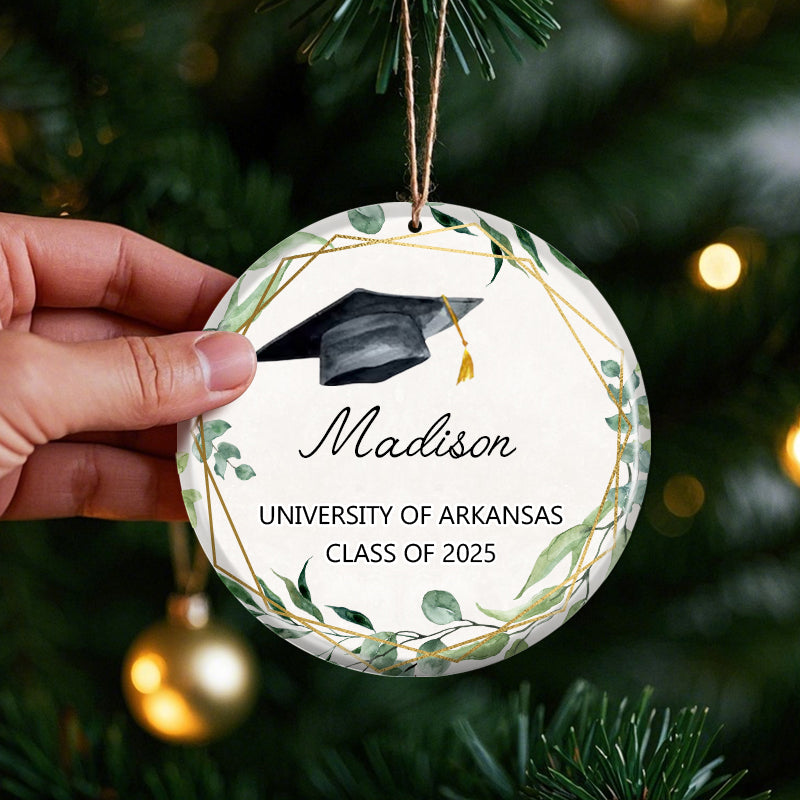 Personalized Class of [Year] Graduation Ornament – Custom Ceramic Keepsake with Name, School & Tassel Color – Gift for Graduate, Parents, or Grandparents