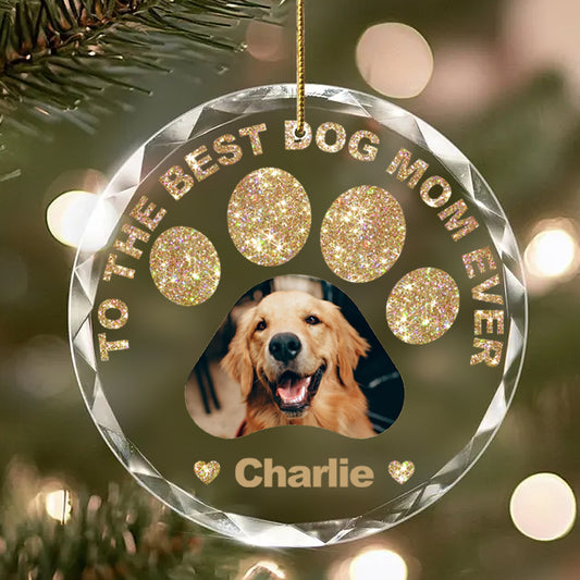Custom Photo To the Best Pet Parent Ever – Gem-Inspired Round Ornament – Personalized Gift for Dog and Cat Lovers, Moms and Dads