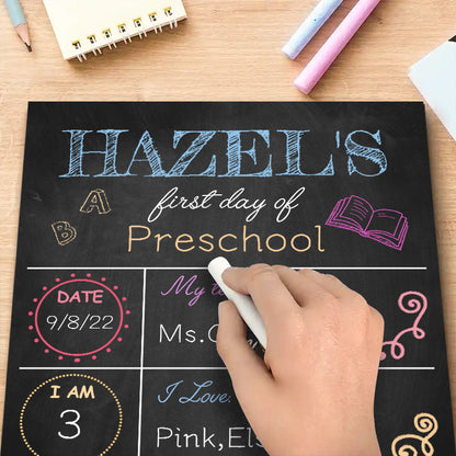 Custom Back to School Sign – Personalized Wooden Chalkboard for First Day of School Milestones, Gift for Kids