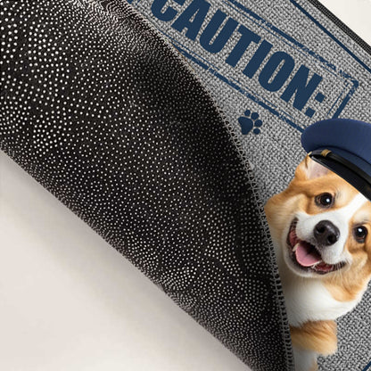 Custom Photo Caution, Pet On Patrol-Enter At Your Own Risk！ - Dog & Cat Personalized Custom Home Decor Decorative Mat - House Warming Gift For Pet Owners, Pet Lovers