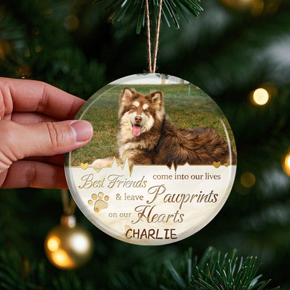 Custom Photo Best Friends Come Into Our Lives-Ceramic Round Shaped-Sympathy Gift For Pet Owners, Pet Lovers