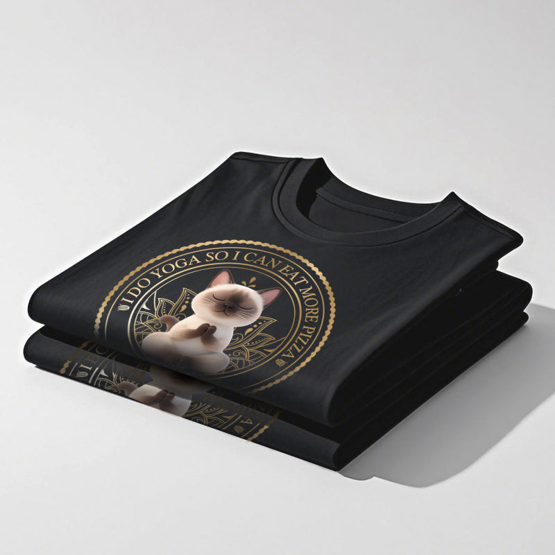 Custom I Do Yoga So I Can Eat More Pizza. - Pet Personalized Custom Unisex T-shirt - Gift For Pet Owners, Pet Lovers, Yoga Lovers