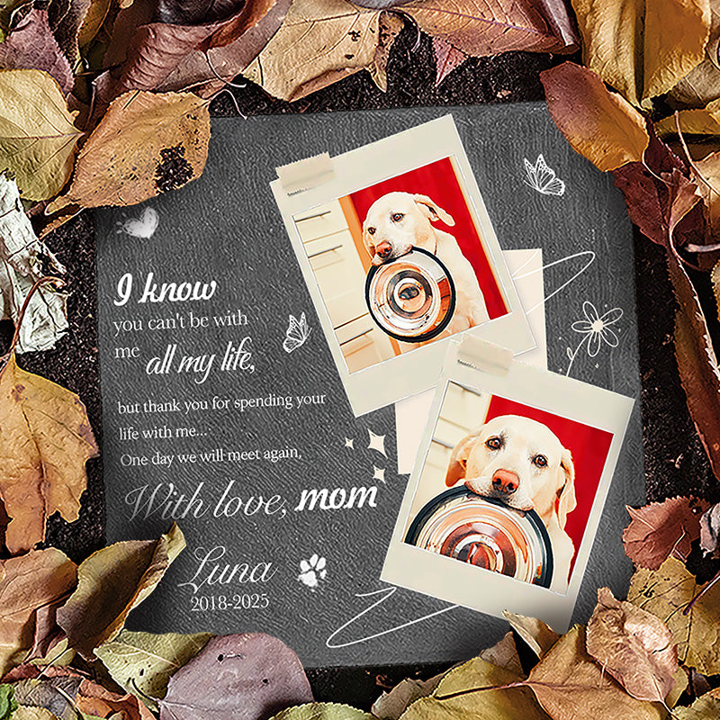 Custom Photo I Know You Can't Be With Me All My Life- Pet Memorial Square-shaped Stone Custom - Sympathy Gift For Pet Owners, Pet Lovers