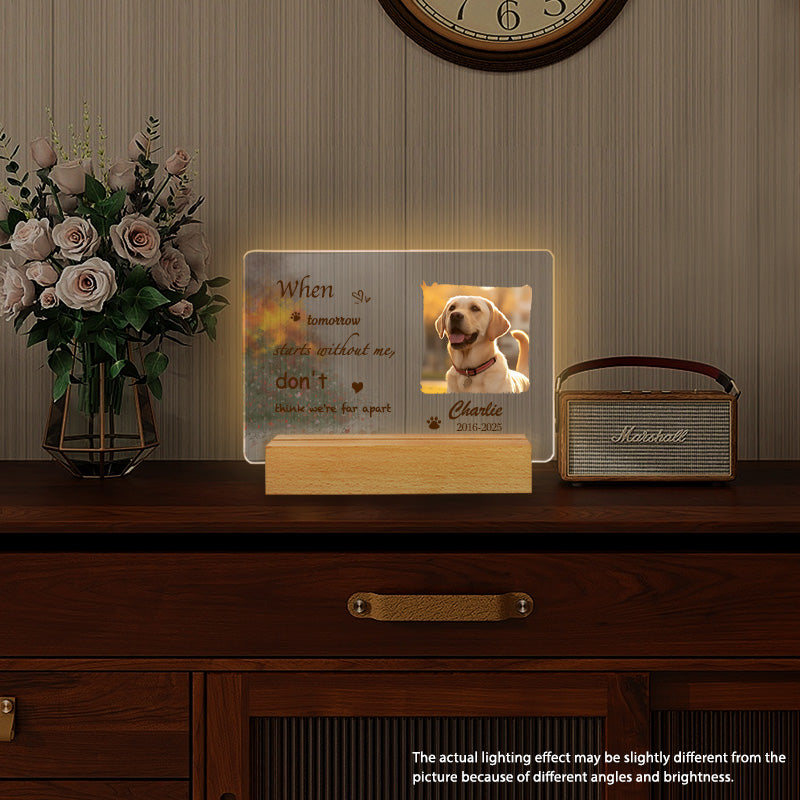 Custom Photo When tomorrow starts without me. Personalized Pet Memorial Acrylic Night Light-Sympathy Gift For Pet Owners, Pet Lovers