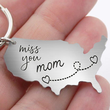 Custom Miss You Keychain – Personalized Keepsake Gift for Couples, Family, and Friends in Long Distance Relationships