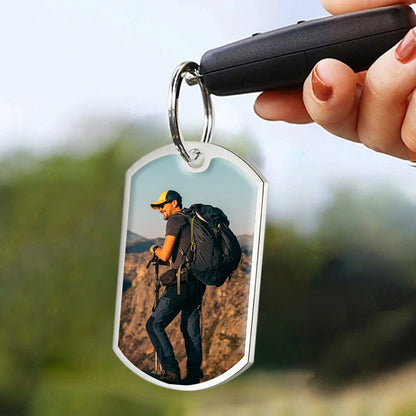 Custom Photo Wanderlust – Personalized Travel Keychain with Coordinates for Wanderlust, Travel Anniversaries, and Adventure Seekers