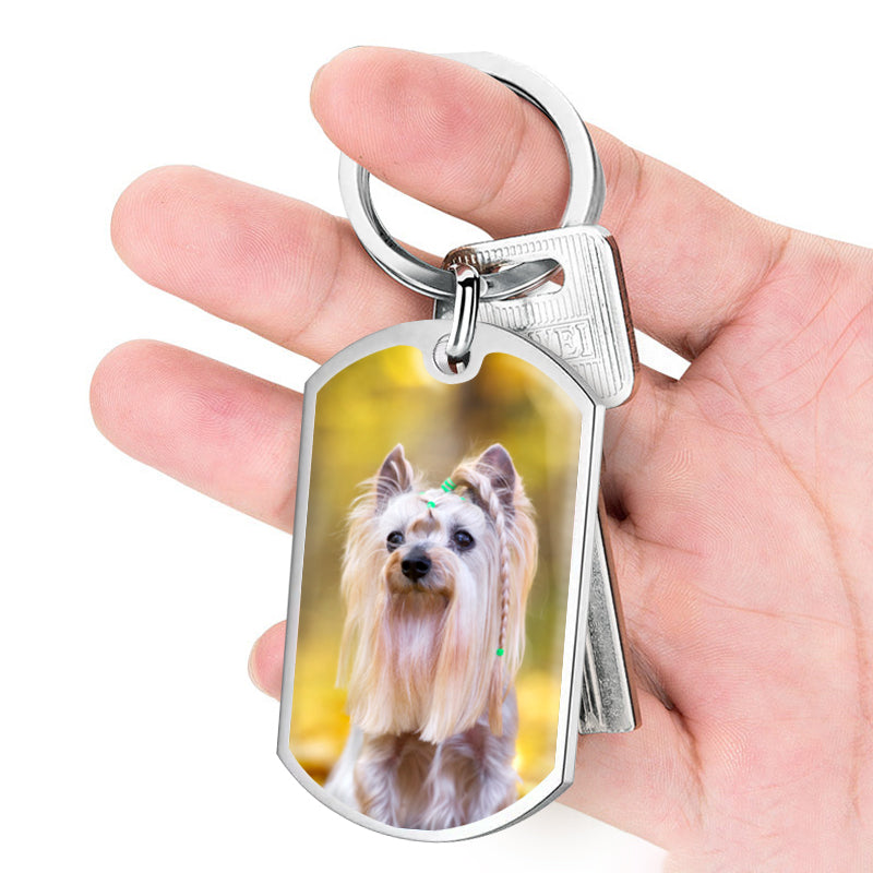 Custom Photo Please Be Brave Without Me-Personalized Keychain-Memorial Personalized Custom Keychain - Sympathy Gift For Pet Owners, Pet Lovers