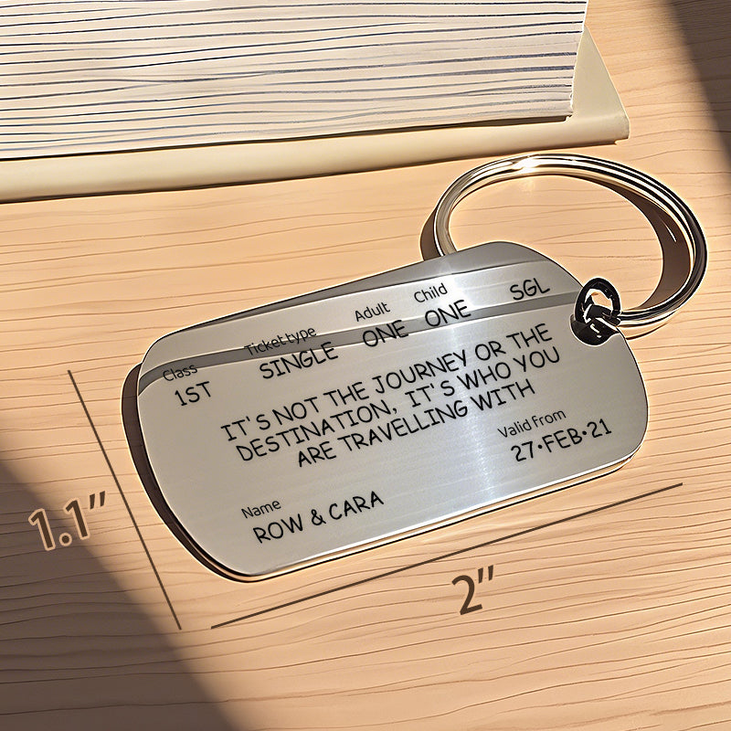Custom Train Ticket Keychain – “It’s Not the Destination—It’s Who You’re Traveling With” Personalized Gift for Friends, Family, or Loved Ones