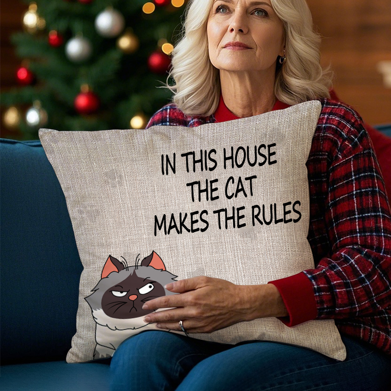 Custom We Rule The House Cat Version- Personalized Custom Pillow - Home Decor, Birthday, Funny, Housewarming Gift For Pet Lovers, Cat Lovers