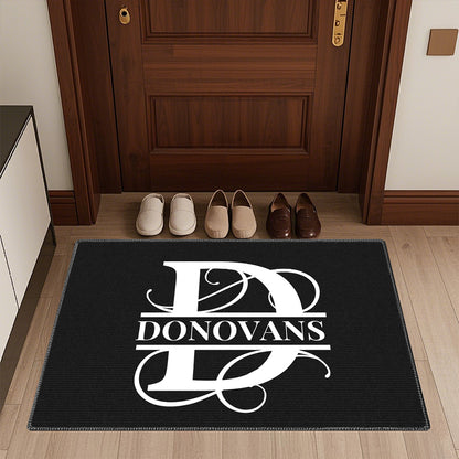 Custom Script Initial Doormat with Name – Personalized Decorative Mat for Entryway & Family Home