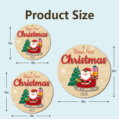 Baby's First Christmas- Personalized Baby First Festival 2-Layered Wooden Ornament