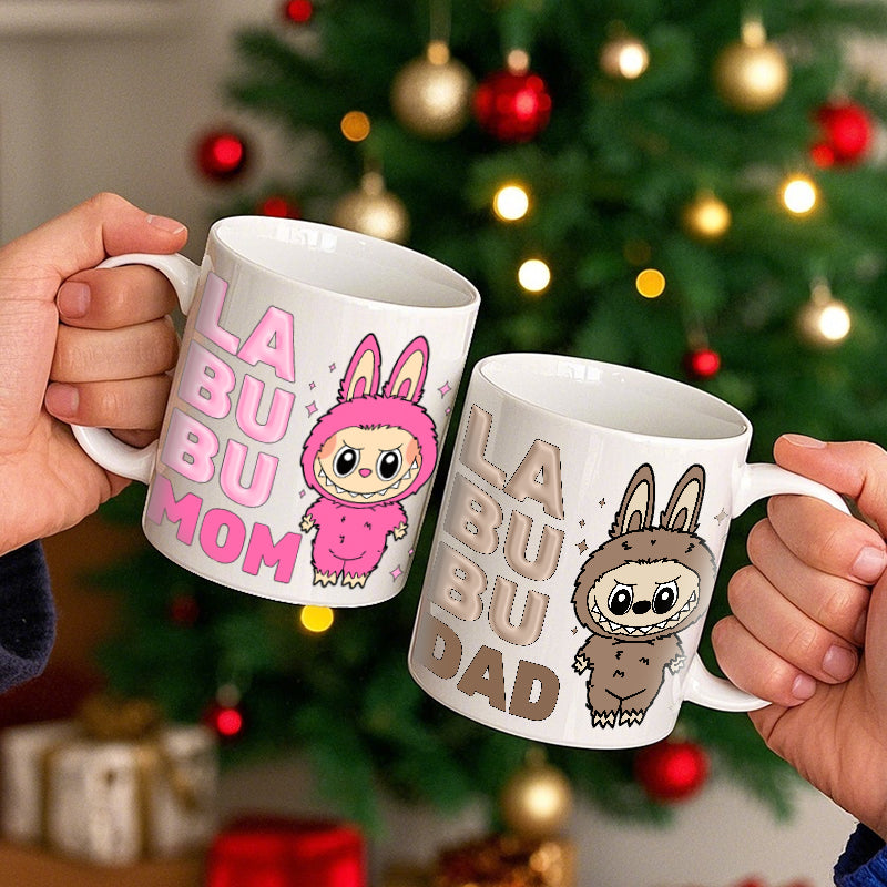 Personalized Big-Eyed Forest Friend Mug - Cute Toy Design with Title - Gift for Besties, Kids & Families