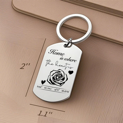 Custom Photo Where It All Began – Personalized Couple Keychain with Coordinates for Anniversaries, Valentine's Day, and Romantic Milestones