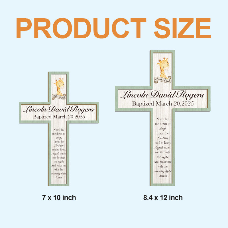 Personalized Animal Cross Keepsake – Custom Name, Occasion & Date – Faith Gift for Baptism, Christening, or Nursery Decor