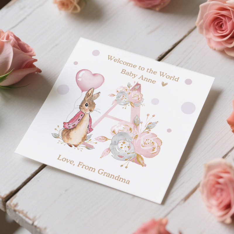 Custom Newborn Gift Box – Baby Bracelet with Personalized Name Card – 925 Sterling Silver Keepsake for Baby Shower or Welcome Gift