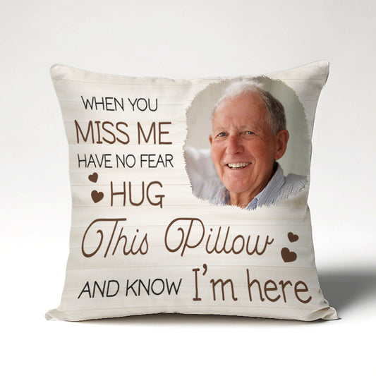 "Hug This Pillow" – Personalized Memorial Photo Pillow, Comfort Gift for Loss & Healing
