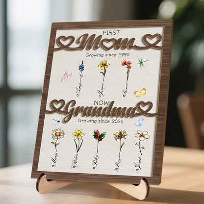 Custom Personalized Birth Month Flowers Mothers Day, Custom Grandma's Garden Wooden Sign, Gift For Mom, Gift For Grandma, Mother's Day Gift