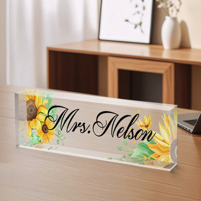 Custom Teacher Desk Name Plate – Personalized Acrylic Name Sign for Back to School, Teacher Appreciation & New Job Gifts
