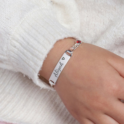 Custom Baby and Family Bracelet – Personalized Name Plate with Birthstone – Perfect Gift for Babies, Children, and Family
