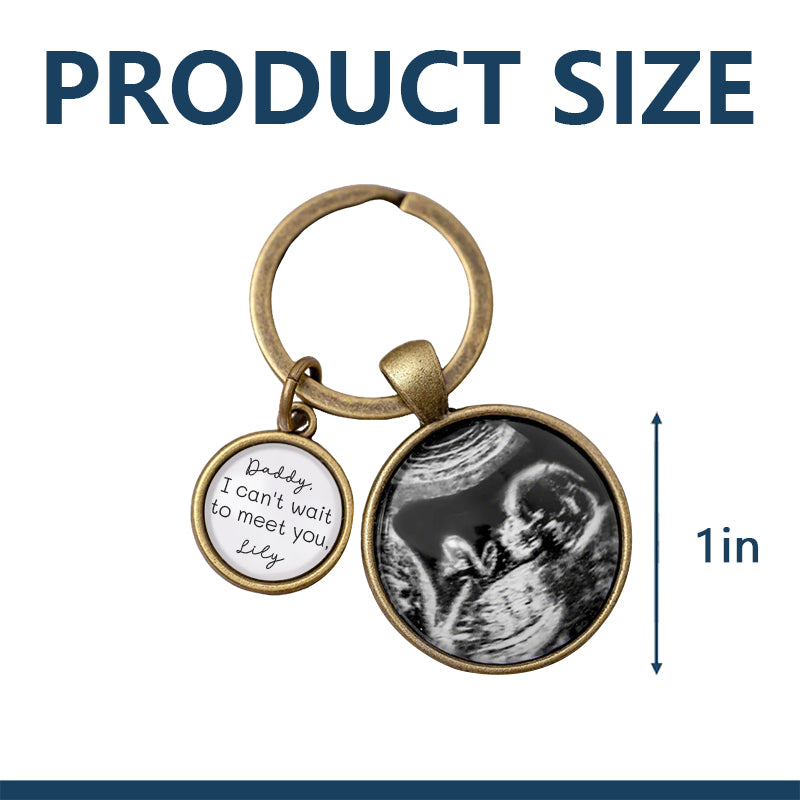Personalized Ultrasound Photo Keychain – Custom Baby Sonogram Keepsake with Engraved Name – Gift for Expecting Parents