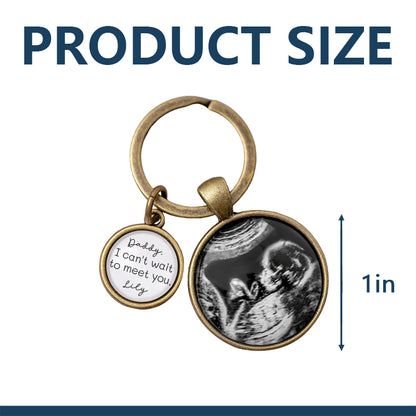 Personalized Ultrasound Photo Keychain – Custom Baby Sonogram Keepsake with Engraved Name – Gift for Expecting Parents