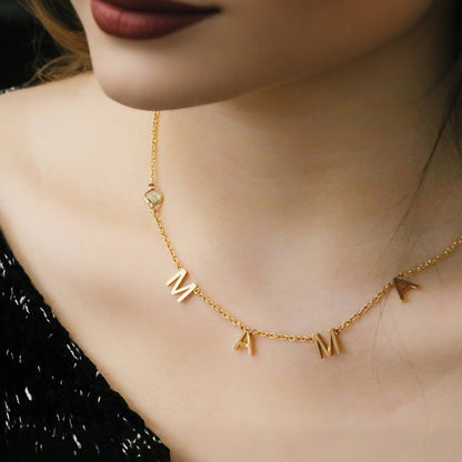 Personalized Letter Necklace with Birthstone – Custom Minimalist Jewelry Gift for Loved Ones