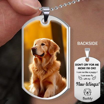 Custom Photo “Don’t Cry For Me” Personalized Memorial Necklace – Sympathy Gift for Pet Lovers & Pet Loss Remembrance