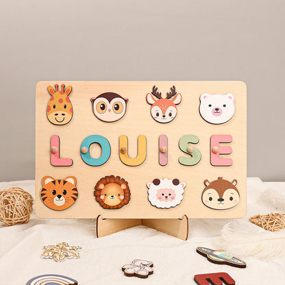 Personalized Name Puzzle with Adorable Themes – Wooden Educational Toy – Gift for Babies, Toddlers & Preschoolers