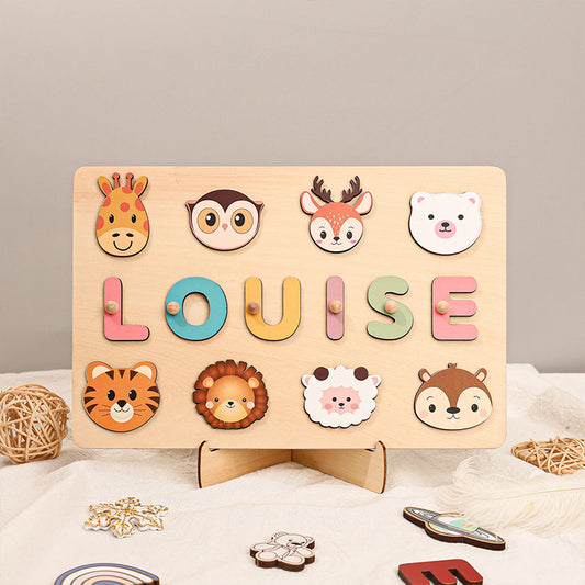 Personalized Name Puzzle with Adorable Themes – Wooden Educational Toy – Gift for Babies, Toddlers & Preschoolers