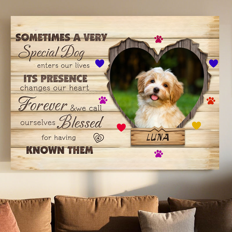 Custom Photo Sometimes A Very Special Dog Enters Our Lives- Pets Personalized Custom Horizontal Poster/Canvas - Sympathy Gift For Pet Owners, Pet Lovers
