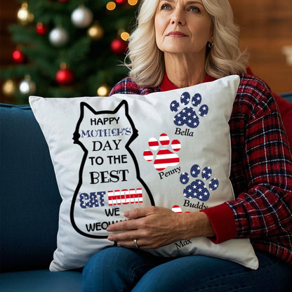 Happy Mother's Day To The Best Cat Mom - Personalized Cat Pillow- Insert Included