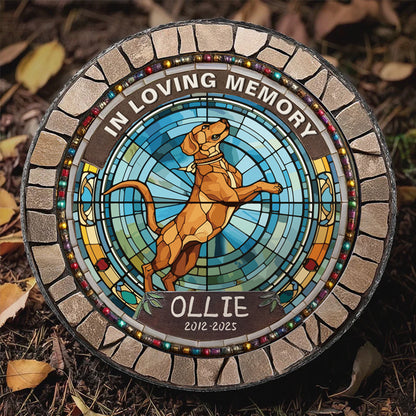 Custom In Memory Of A Precious Soul- Memorial Personalized Custom 3D Mosaic Faux Stained Glass Print Round Shaped Memorial Stone  - Sympathy Gift For Pet Owners, Pet Lovers