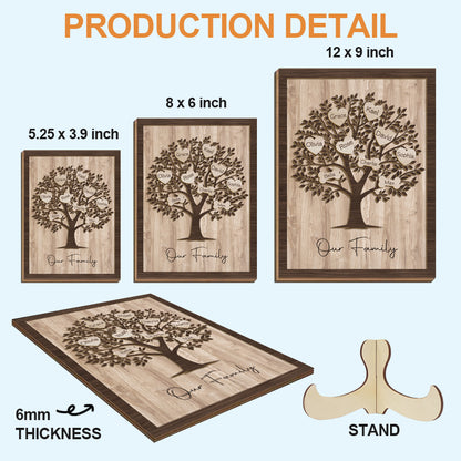 Custom 3-Layer Family Tree Wooden Sign with Hearts, Paw Prints & Bones – Personalized Gift for Mom, Dad & Pet Lovers