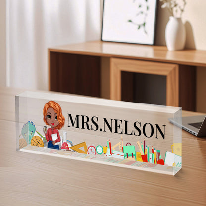 Custom Teacher Desk Name Plate – Personalized Acrylic Name Sign for Back to School, New Job Gifts& Teacher Appreciation