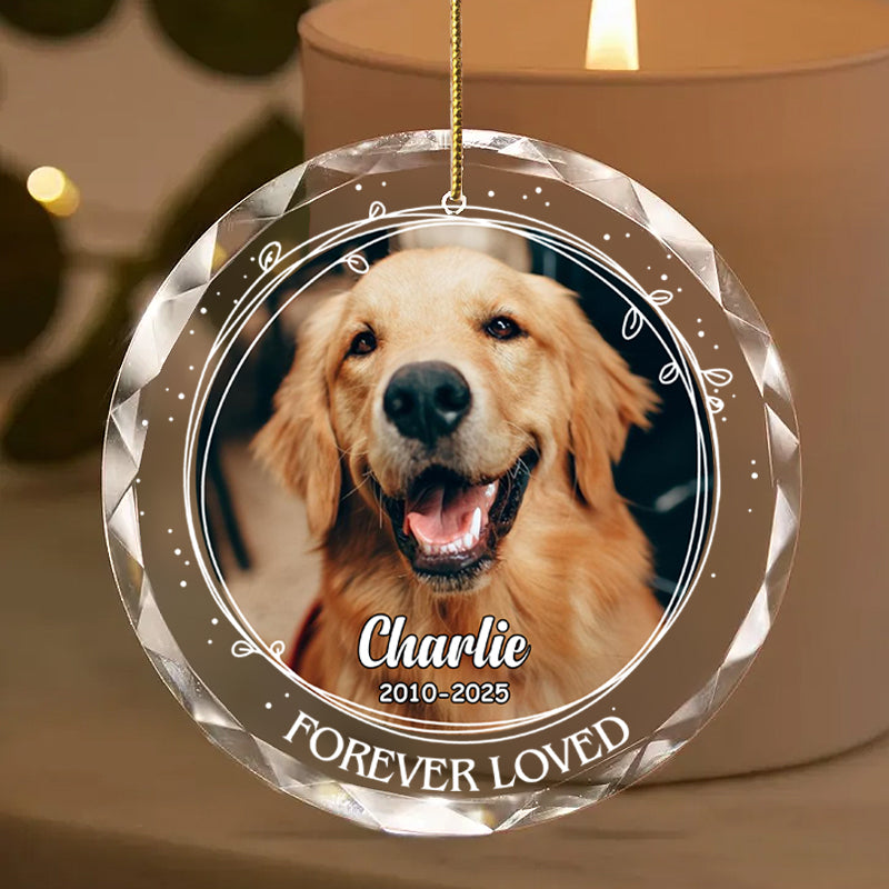 Personalized Pet Memorial Ornament – Custom Glass Keepsake with Photo, Name & Dates – Forever Loved Tribute Gift for Pet Loss, Dog or Cat Owners