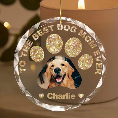 Custom Photo To the Best Pet Parent Ever – Gem-Inspired Round Ornament – Personalized Gift for Dog and Cat Lovers, Moms and Dads