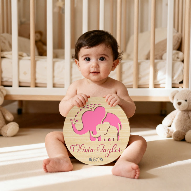 Custom Baby Name Plaque – Personalized Name and Birth Date Hanging Sign - Gift for the Nursery or Baby Shower