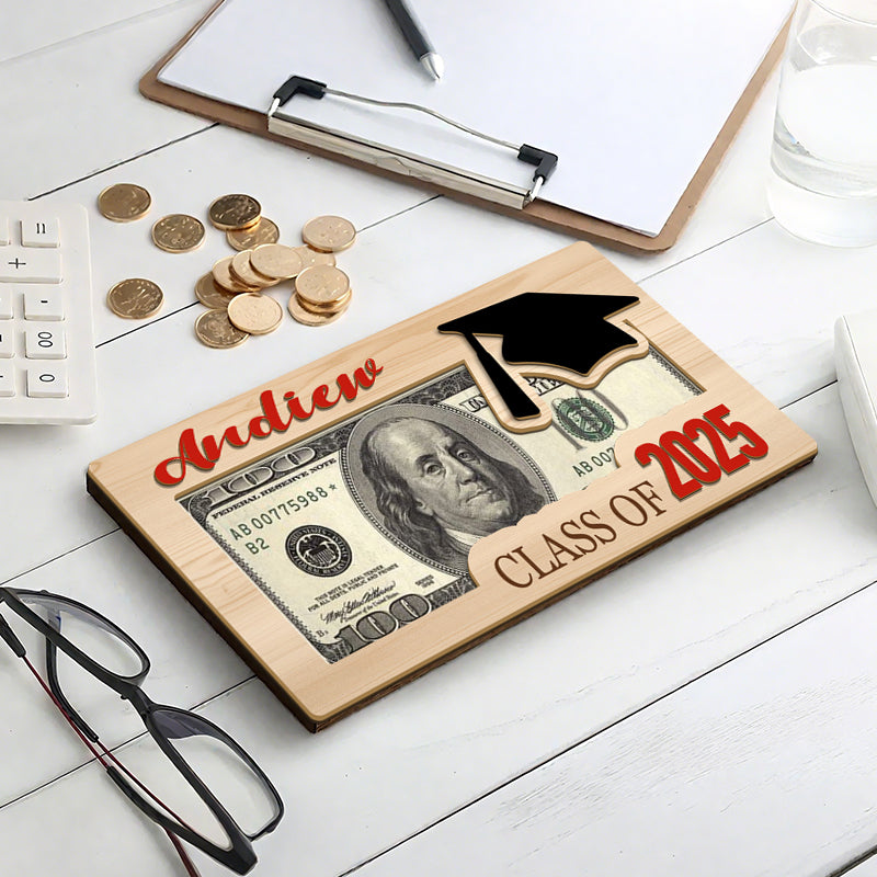 Custom 3-Layer Graduation Money Holder Plaque – Class of 2025 Gift for Daughter, Son & Grandchild of Proud Families