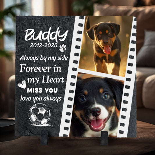 Custom Photo Always By My Side - Pet Memorial Square-shaped Stone Custom - Sympathy Gift For Pet Owners, Pet Lovers