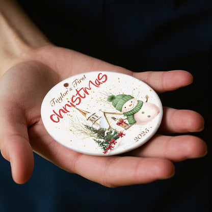 Baby's First Christmas  2025 – Personalized Ceramic Ornament with Custom Holiday Design, Name & Year – Family Keepsake Gift