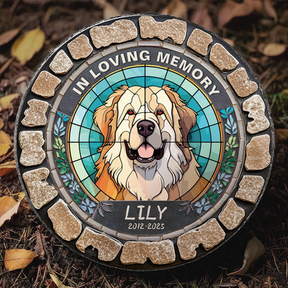 Custom In Loving Memory Of My Furry Friend- Memorial Personalized Custom 3D Mosaic Faux Stained Glass Print Round Shaped Memorial Stone  - Sympathy Gift For Pet Owners, Pet Lovers