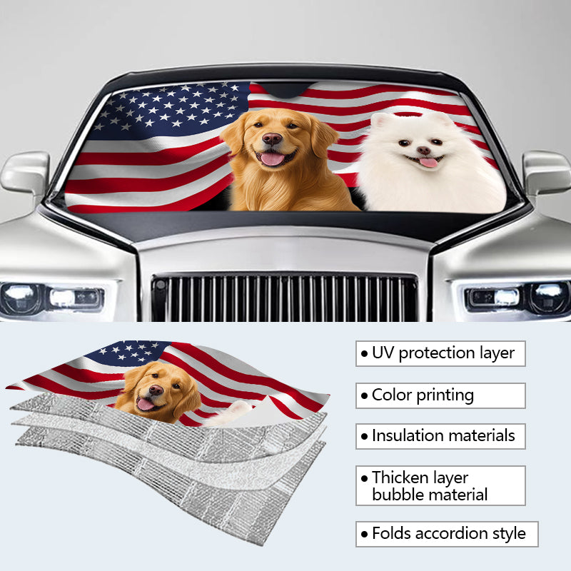 Custom Photo The Road To Heart Is Paved With Pawprints - Pet Personalized Custom Auto Windshield Sunshade, Car Window Protector - Gift For Pet Owners, Pet Lovers