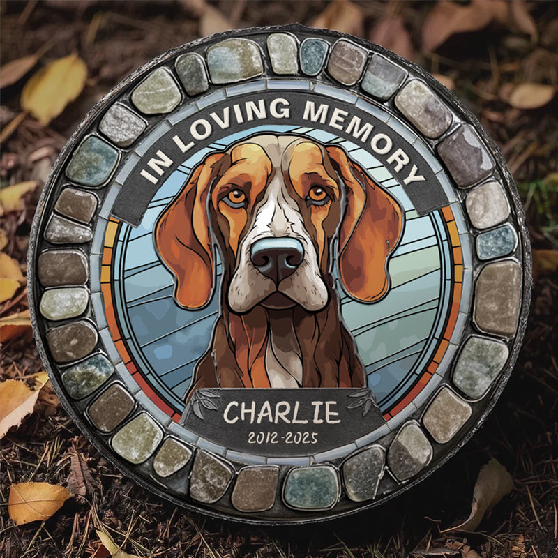 Custom In Memory of a Gentle Soul- Memorial Personalized Custom 3D Mosaic Faux Stained Glass Print Round Shaped Memorial Stone  - Sympathy Gift For Pet Owners, Pet Lovers