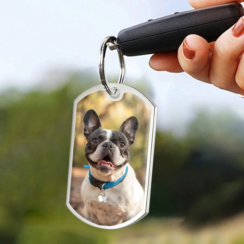 Custom Photo “Forever Flipping” Pet Memorial Keychain – Funny & Personalized Gift for Dog & Cat Lovers