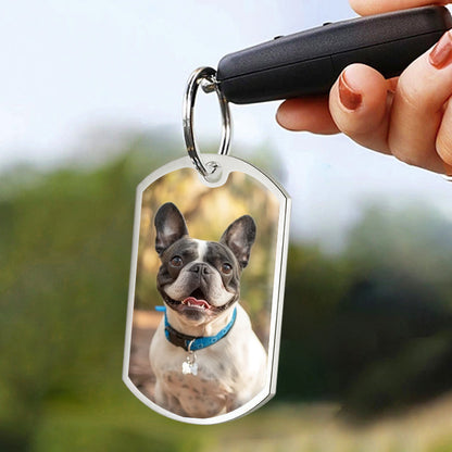 Custom Photo “Forever Flipping” Pet Memorial Keychain – Funny & Personalized Gift for Dog & Cat Lovers