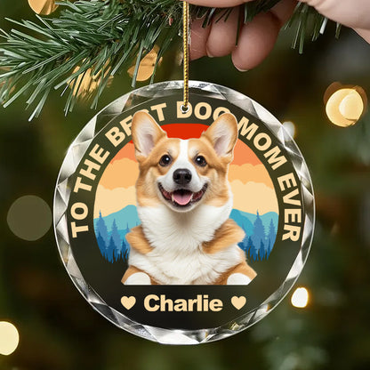 Custom Photo To the Best Pet Parent Ever – Round Glass Ornament – Personalized Gift for Dog and Cat Lovers, Moms and Dads
