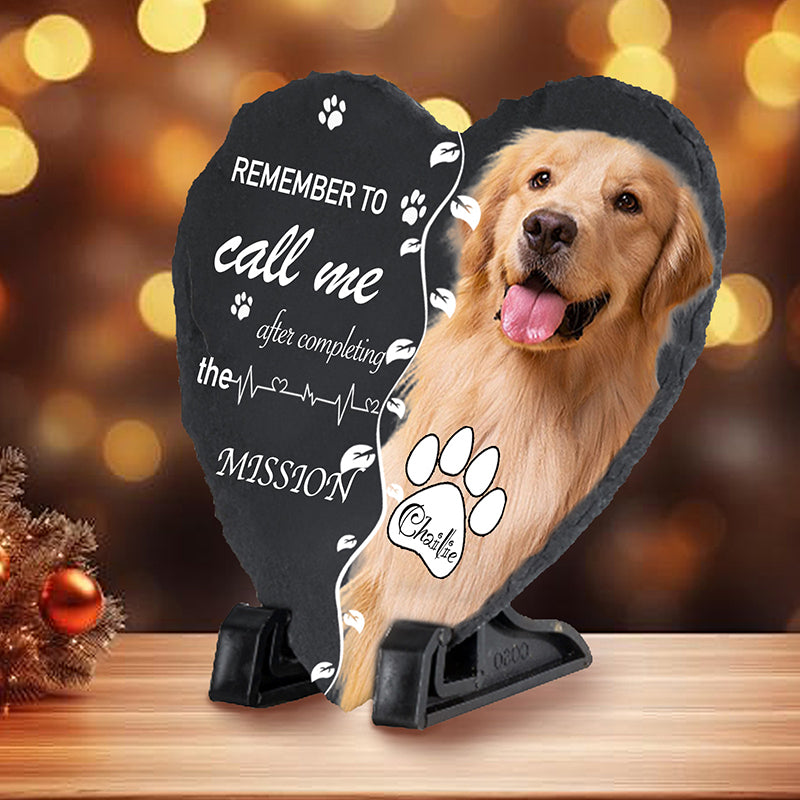 Custom Photo Remember to Call Me！Pet Memorial Heart - shaped Stone Custom pet loss - Sympathy Gift For Pet Owners, Pet Lovers